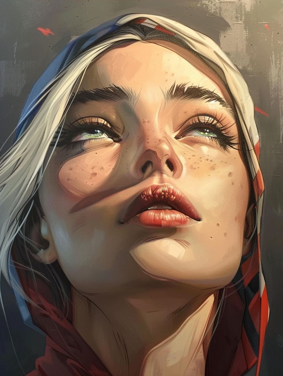 Crimson Glow Digital Portrait - Image 3
