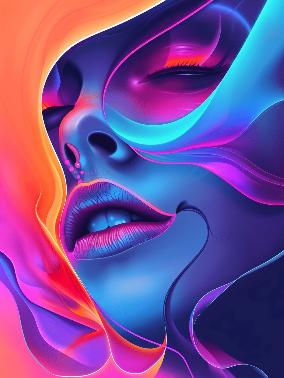 Neon Dreams of Fluid Beauty - Image 3