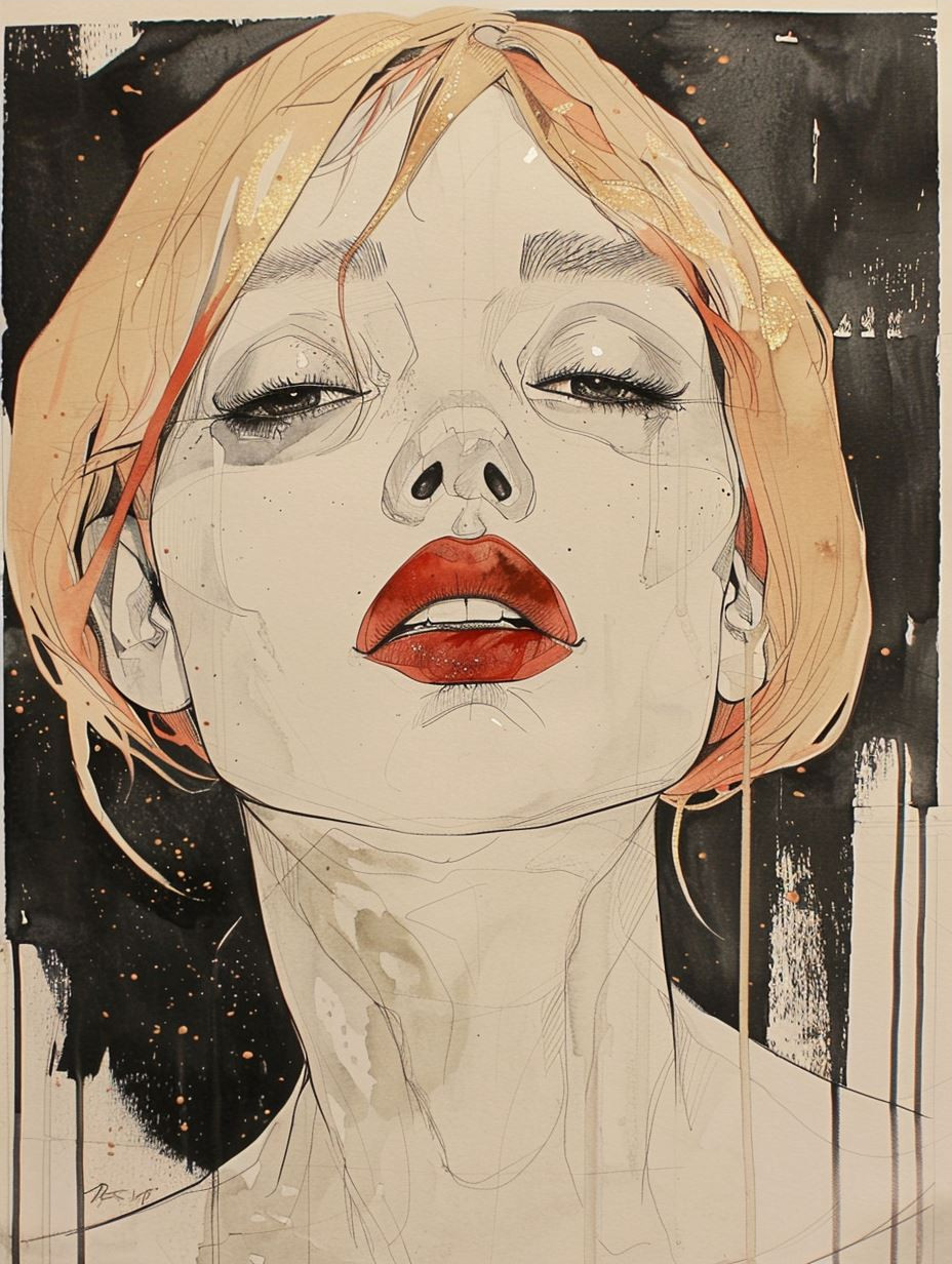 Ethereal Gazes in Ink and Watercolor - Image 3