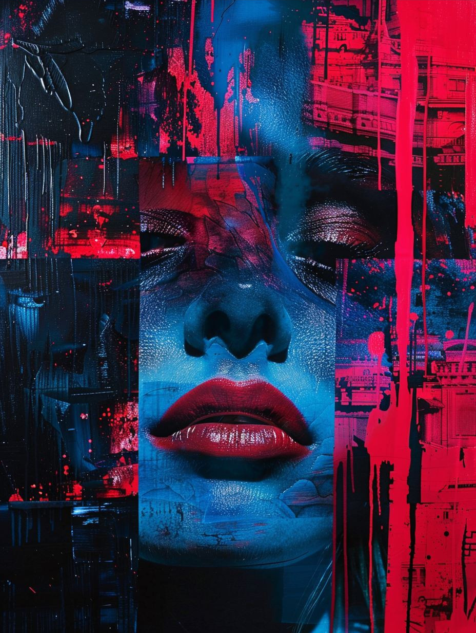 Digital Glitch Portraits in Neon Red and Blue - Image 4