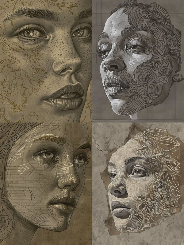 Intricate Lines and Ethereal Faces