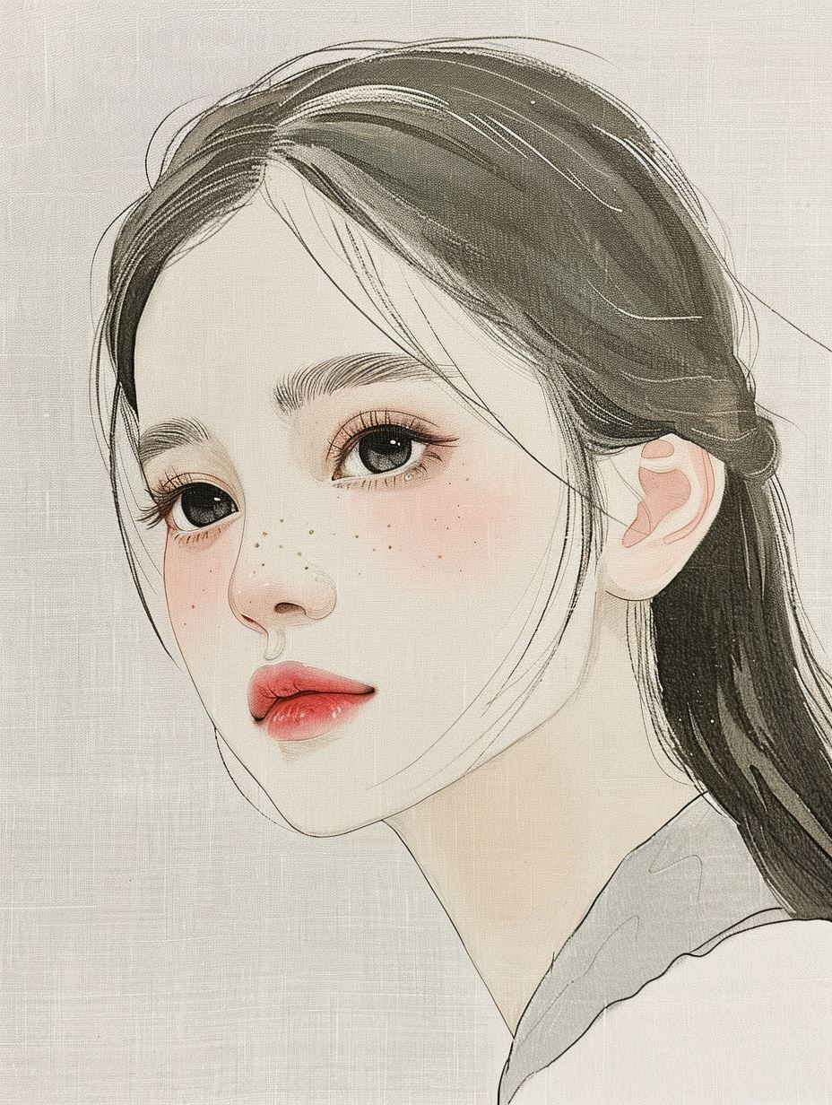 Minimalist Ink Portrait of Serenity - Image 4