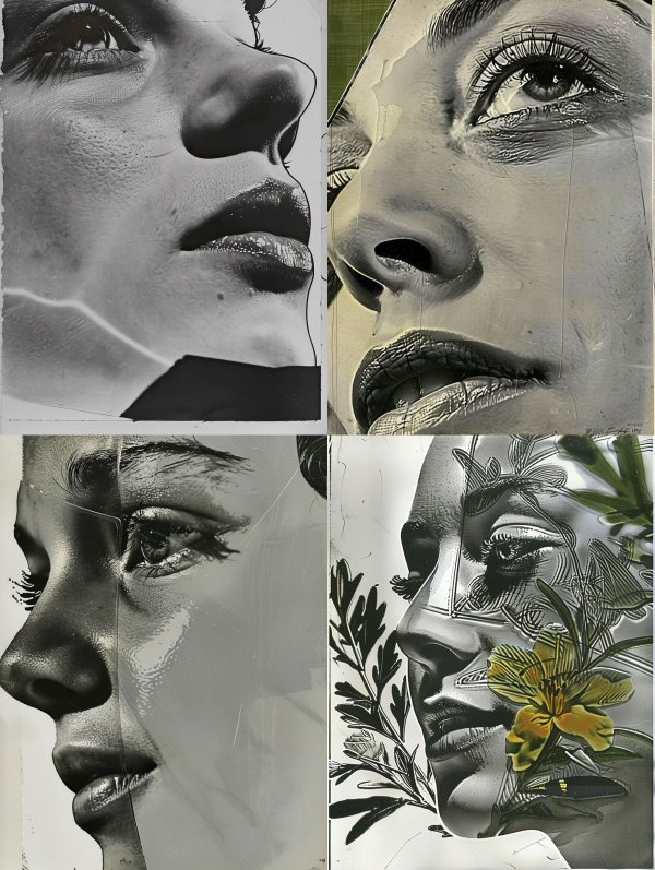 Fragmented Monochrome Floral Portraiture