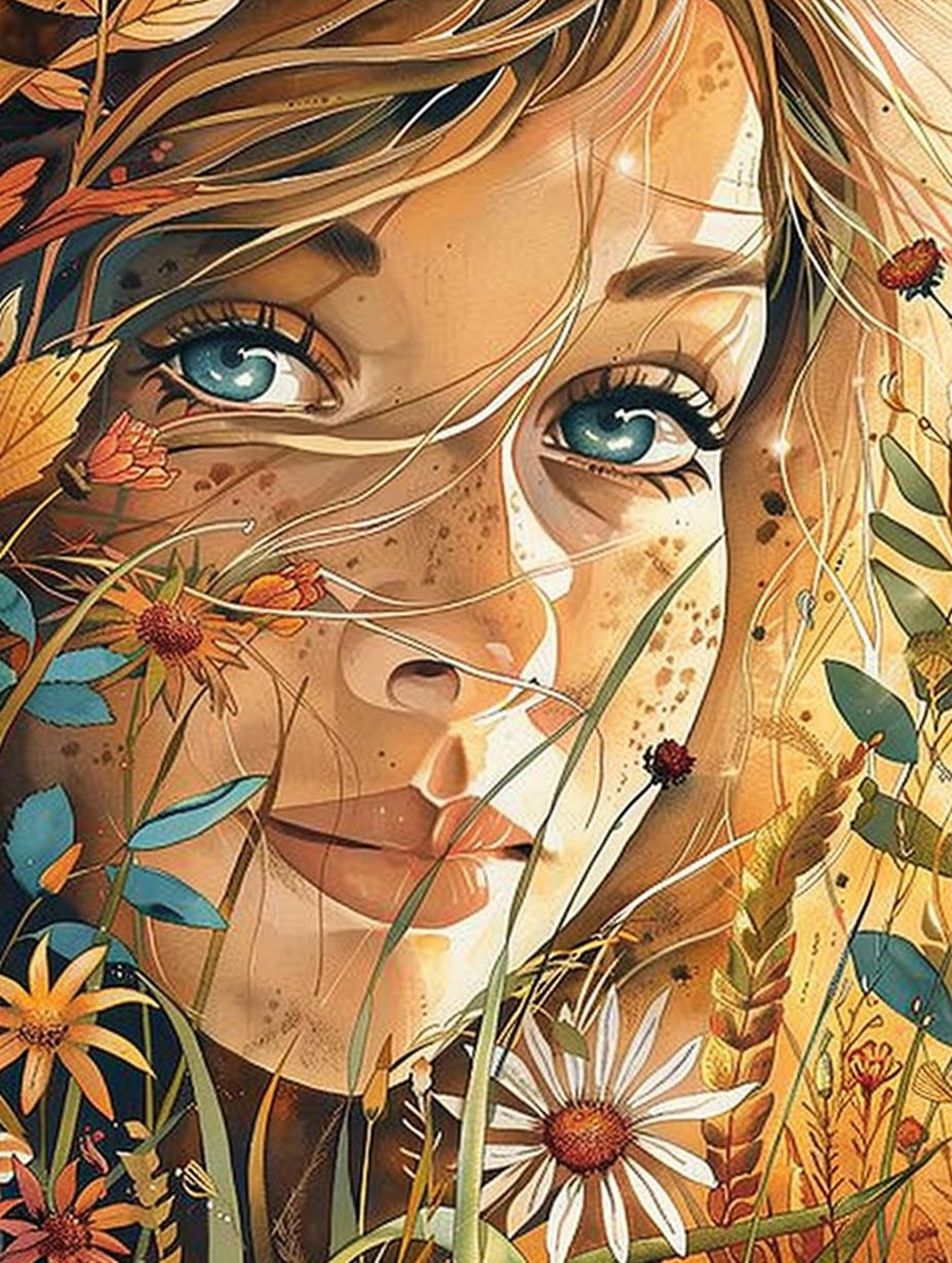 Golden Hour Watercolor Portrait - Image 3