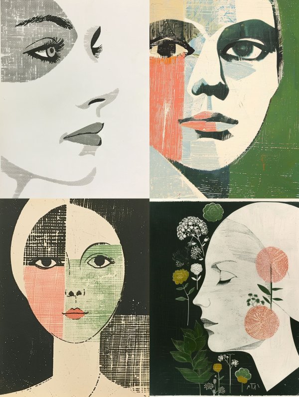 Abstract Fragmented Feminine Portraits