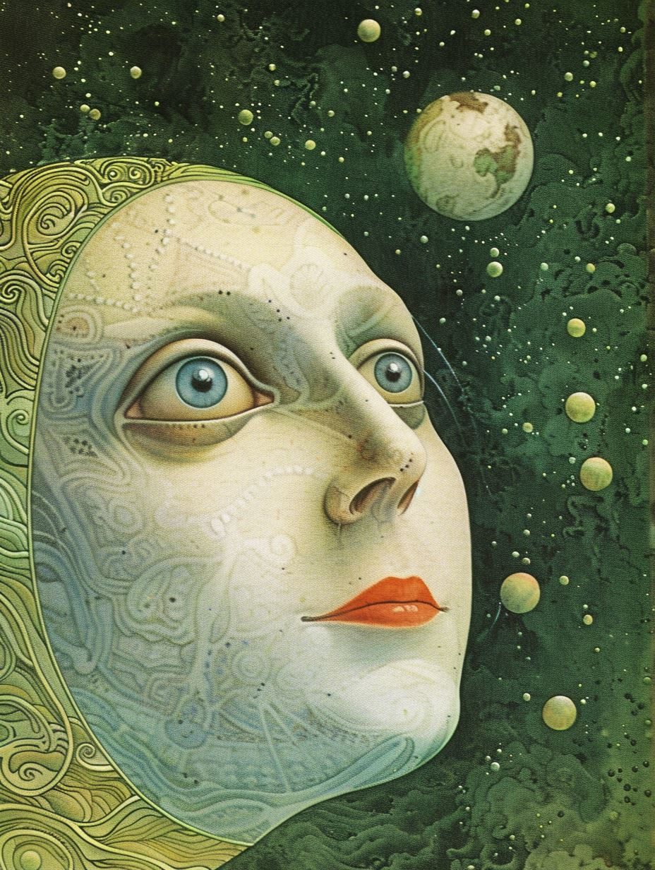 Ornate Emerald Art Nouveau Portrait - Image 2