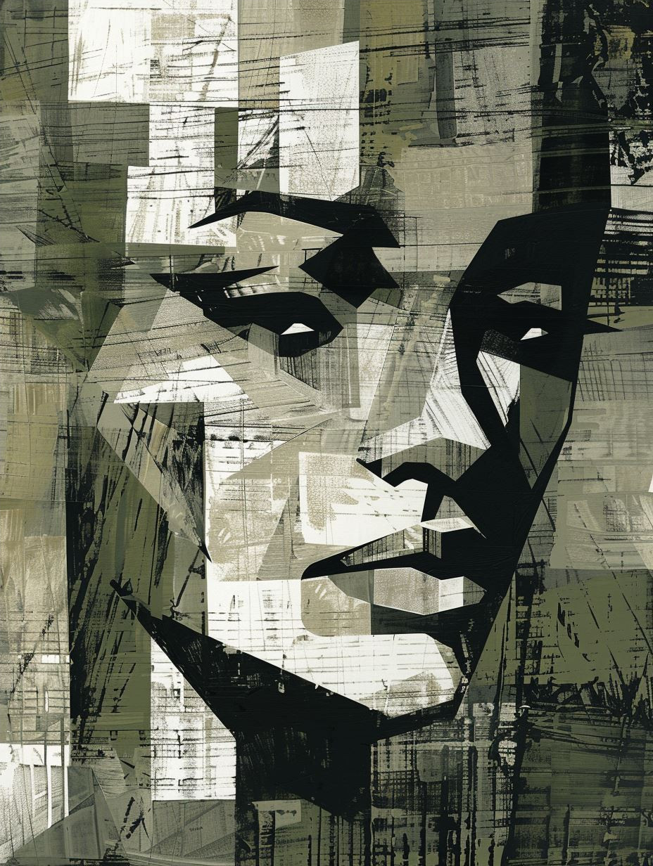 Fragmented Olive Geometric Portrait - Image 4