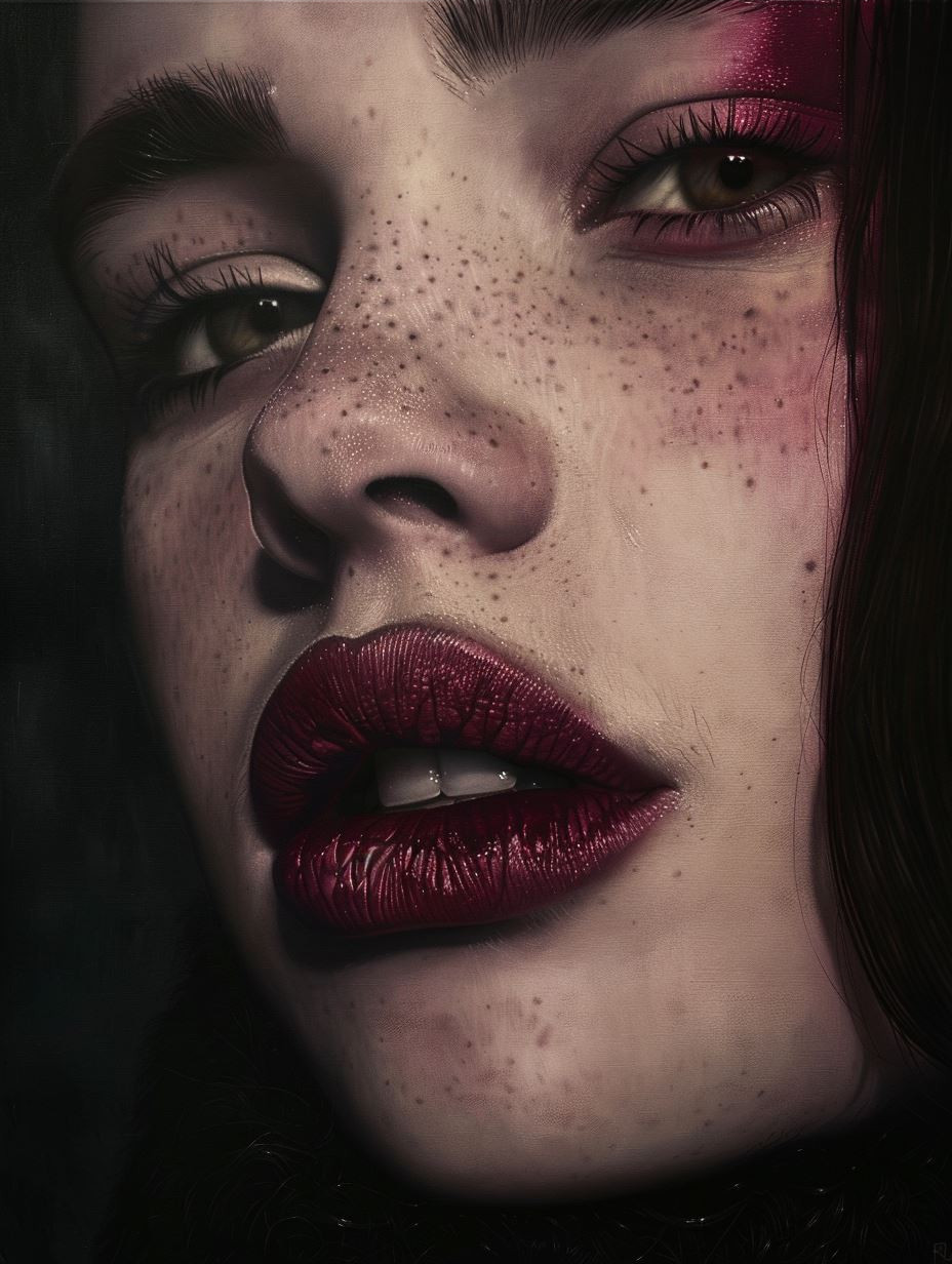 Crimson Haze Textured Portrait - Image 3