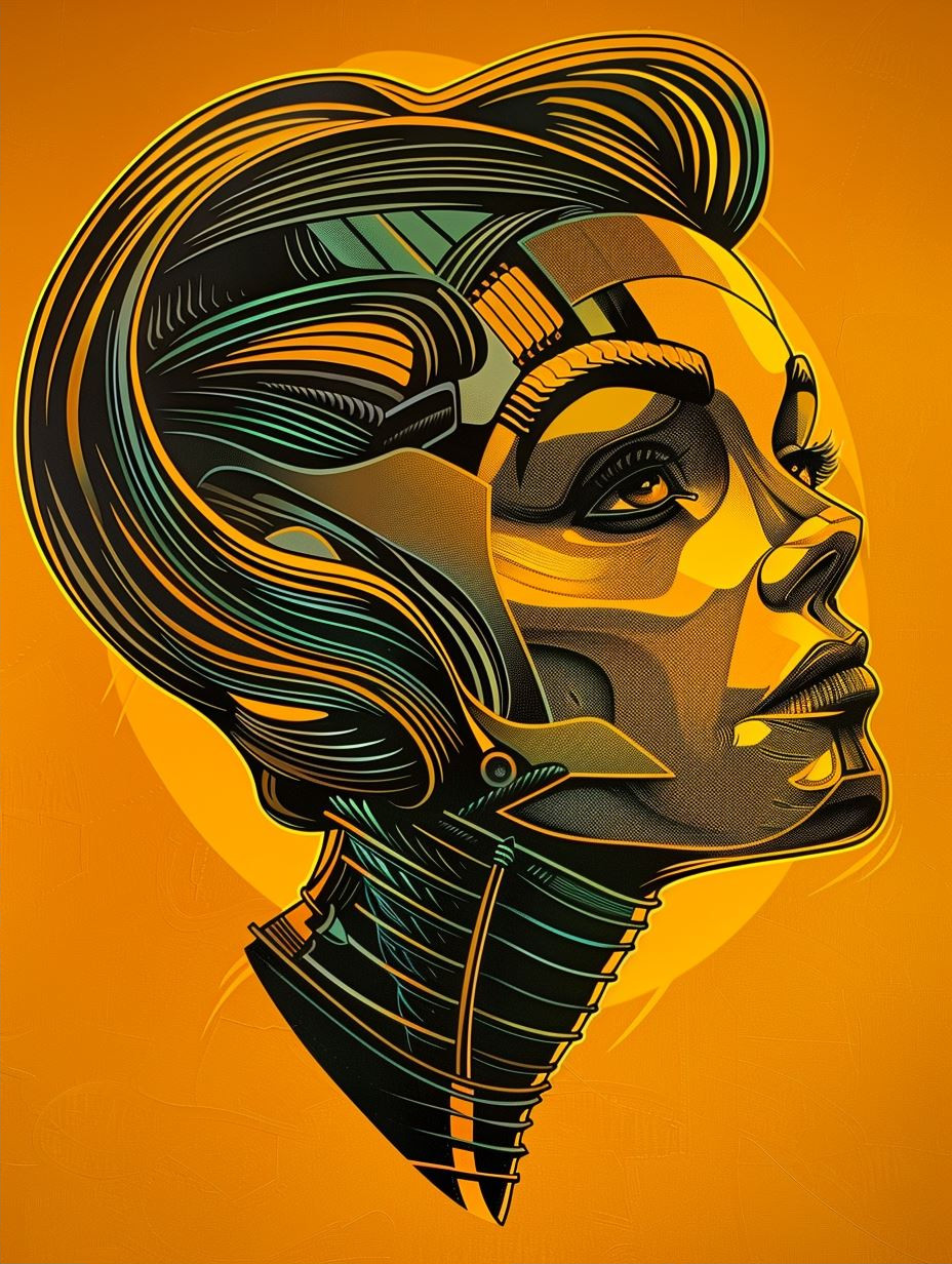 Golden Cybernetic Portrait Study - Image 2