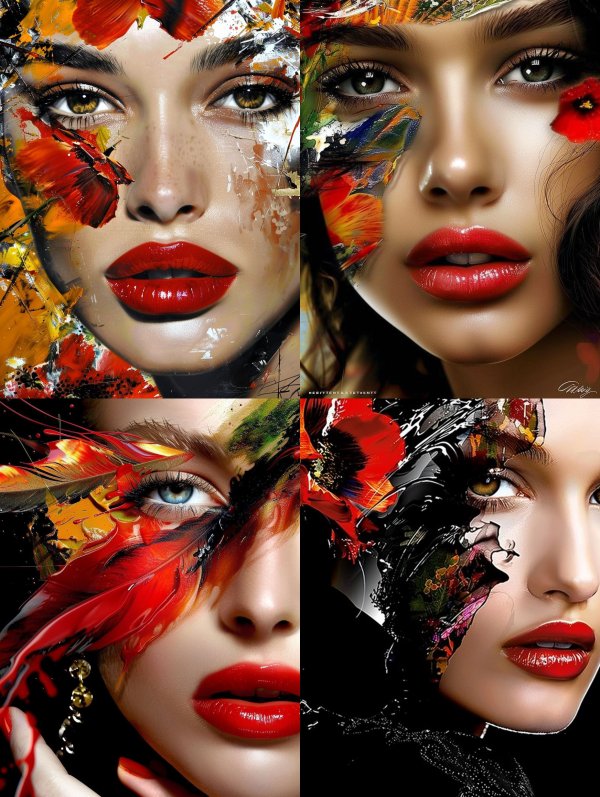 Abstract Floral Portrait Fusion