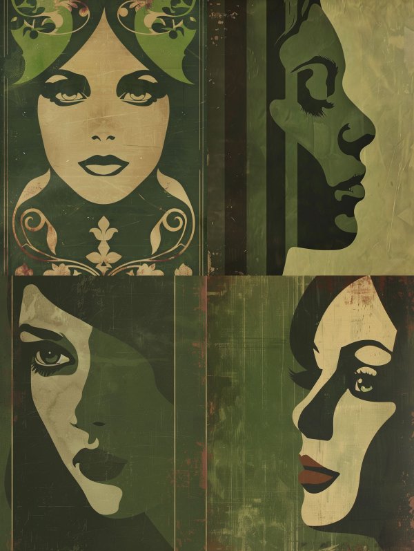Mystic Green Vintage Portraits
