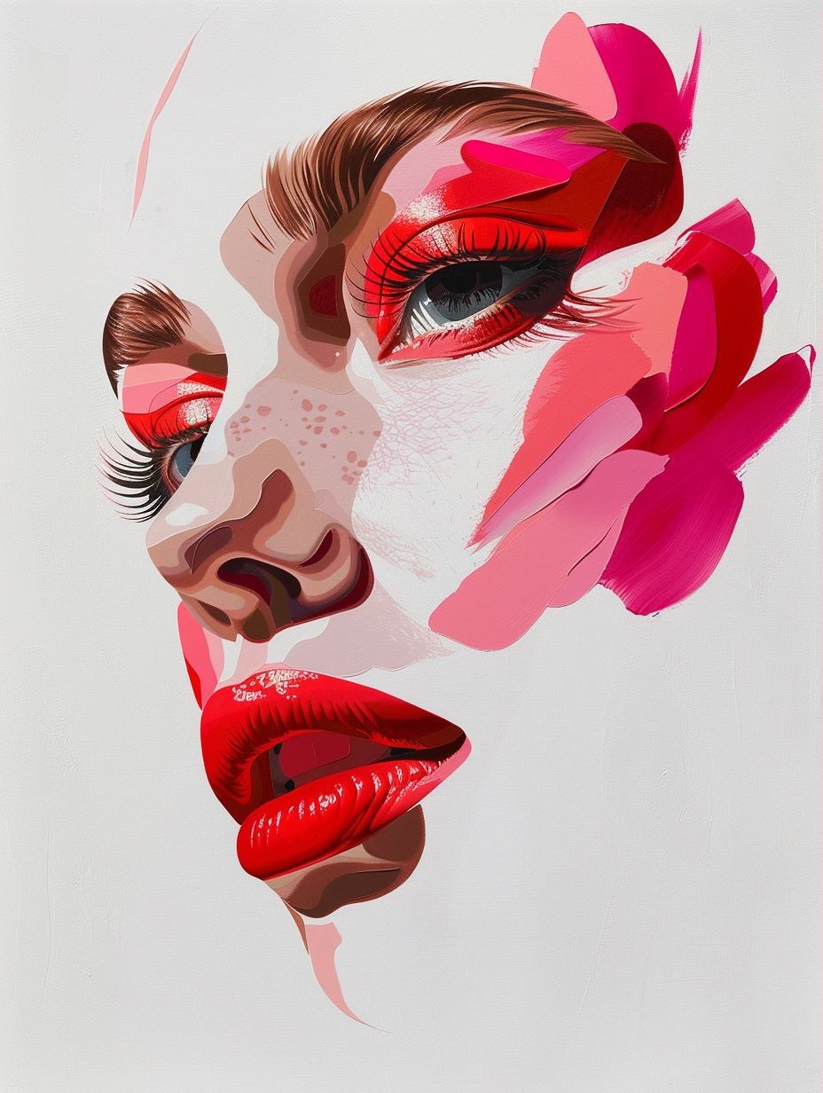 Crimson Petals Floral Portrait - Image 3