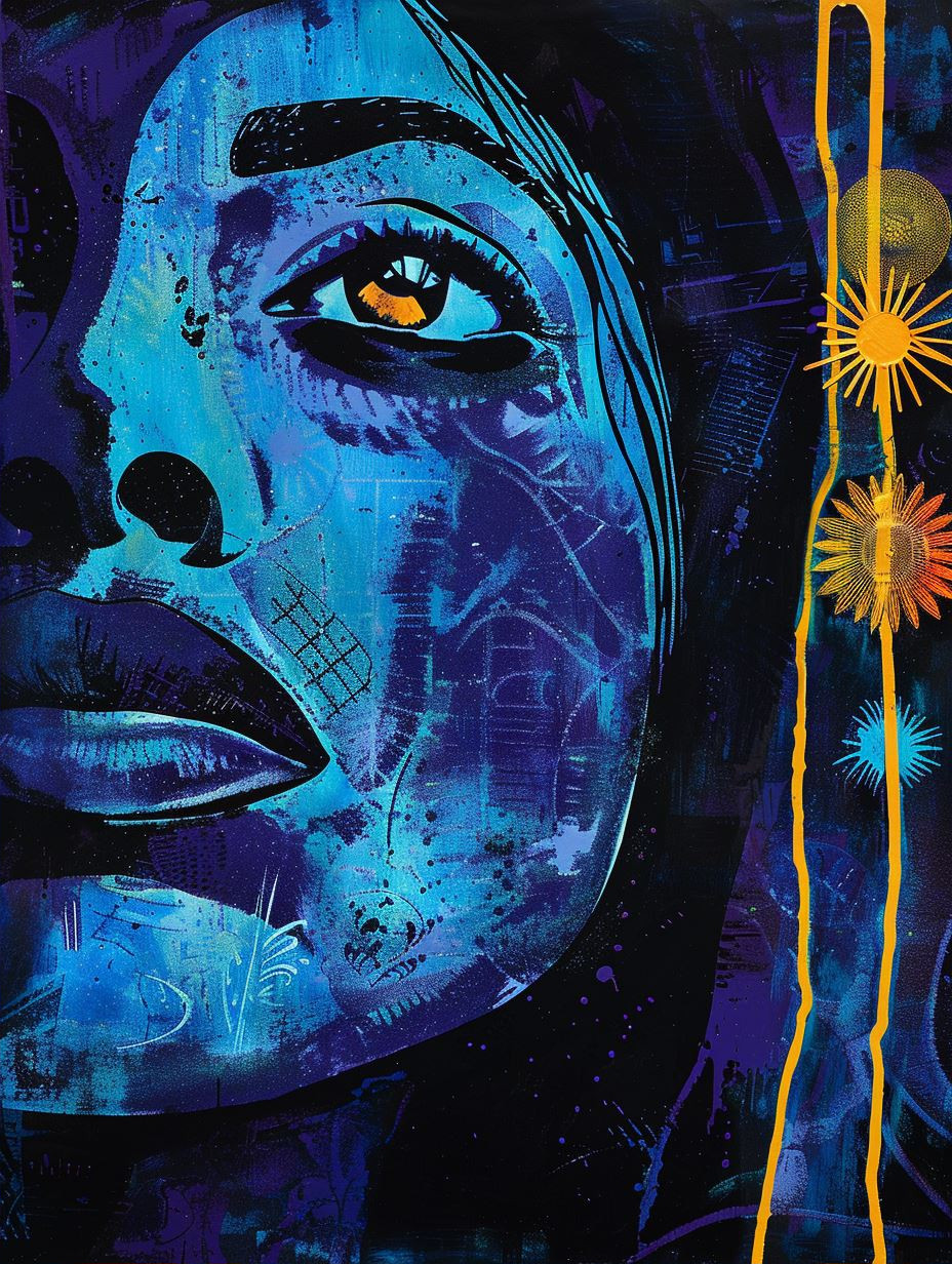 Electric Azure Cosmic Portrait - Image 2