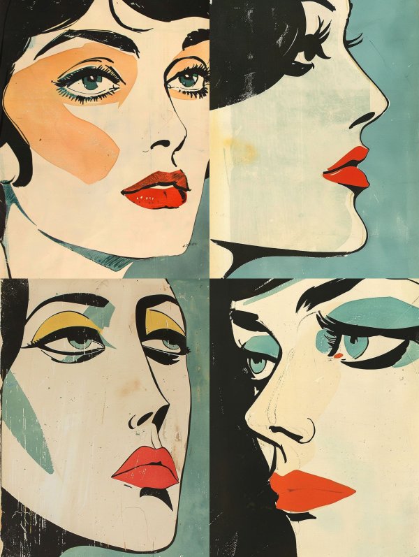 Vintage Pop Art Portrait Grid