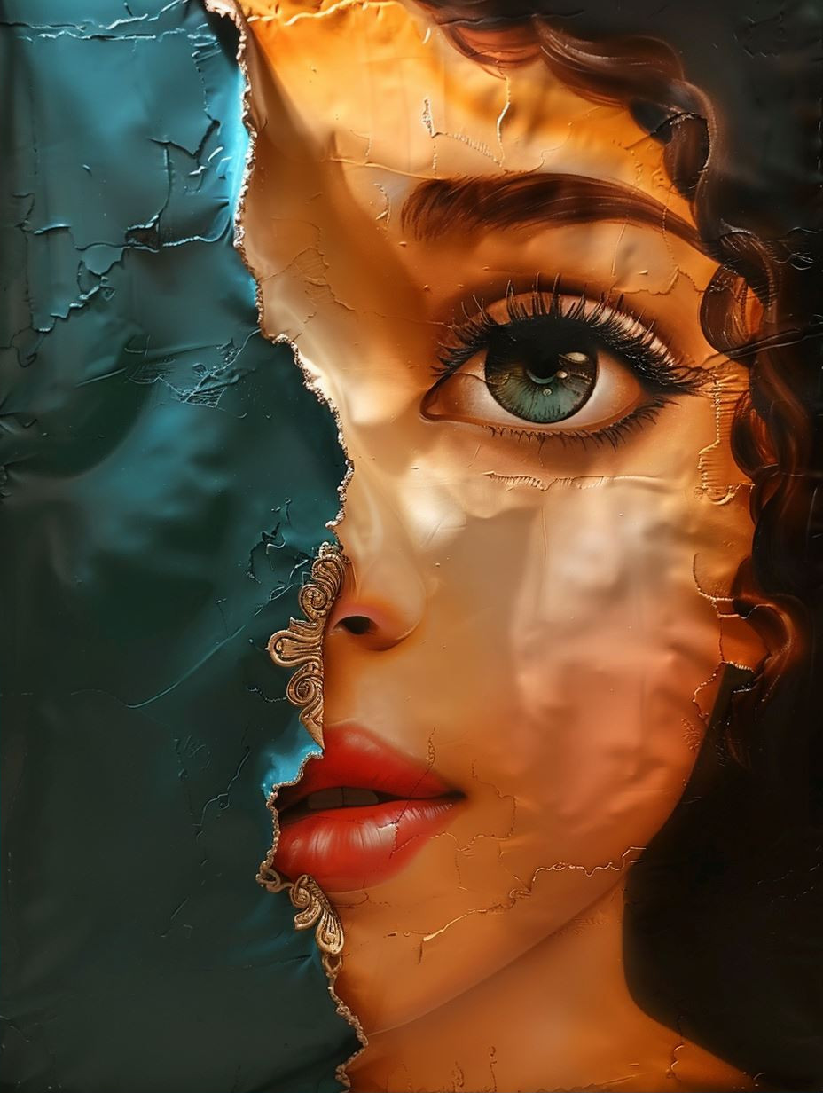 Ethereal Gaze in Teal Light - Image 2