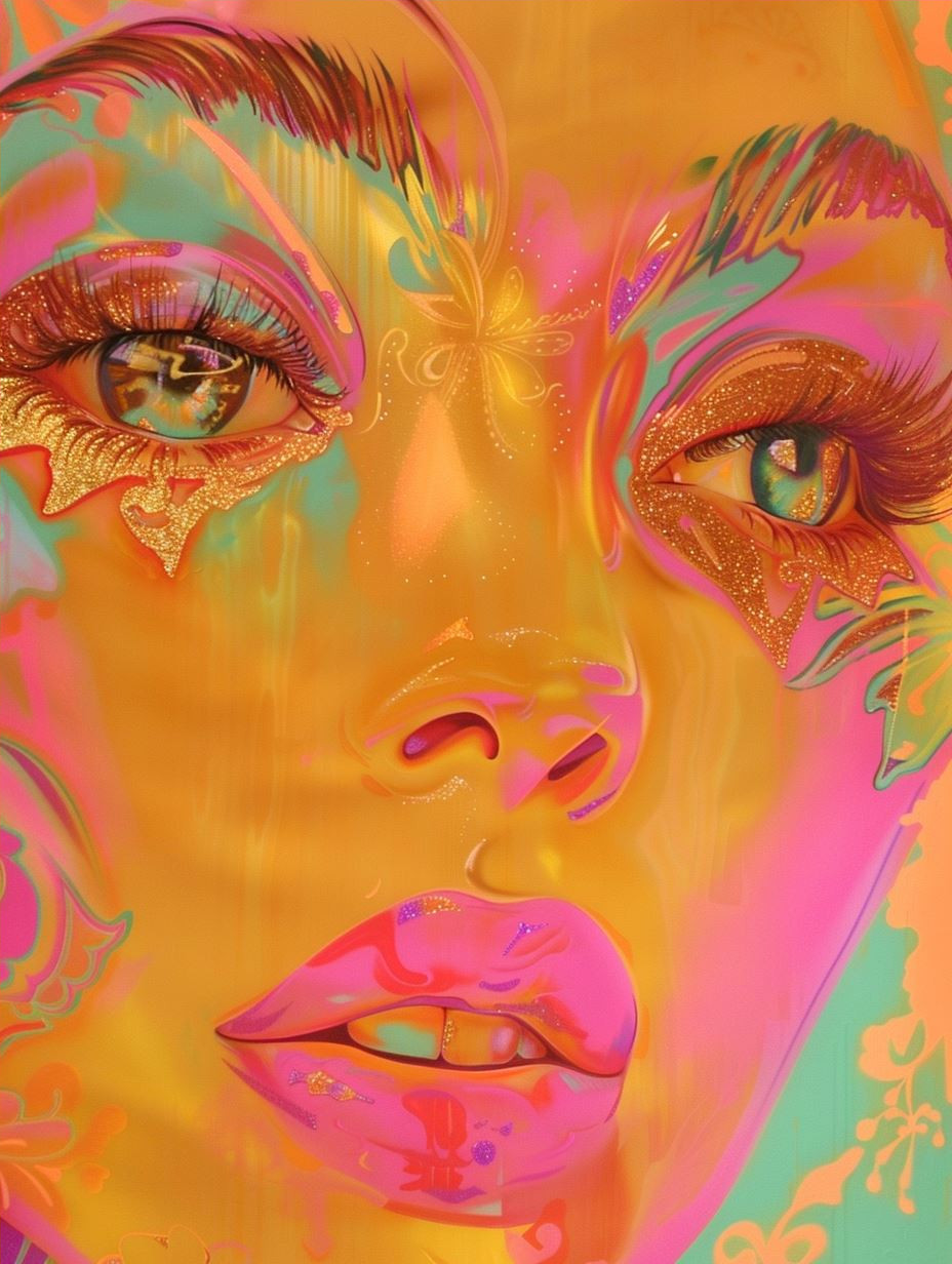Vibrant Neon Floral Portraits - Image 4
