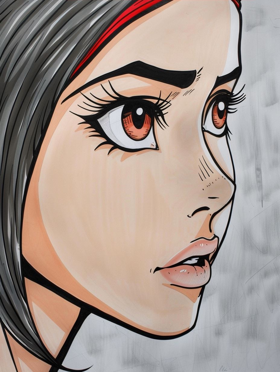 Elegant Anime Portrait in Red - Image 3