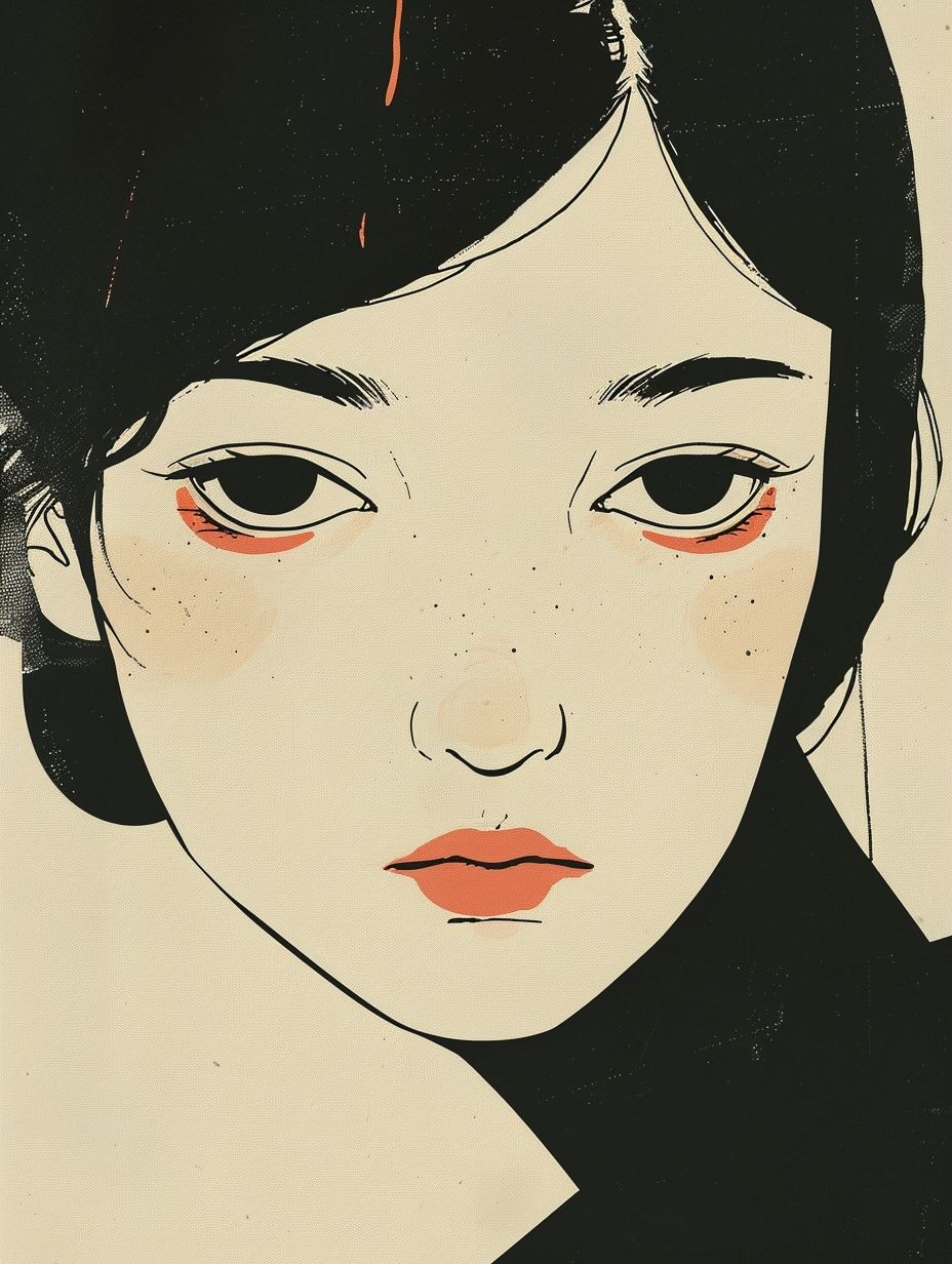 Melancholic Noir Manga Portrait - Image 1
