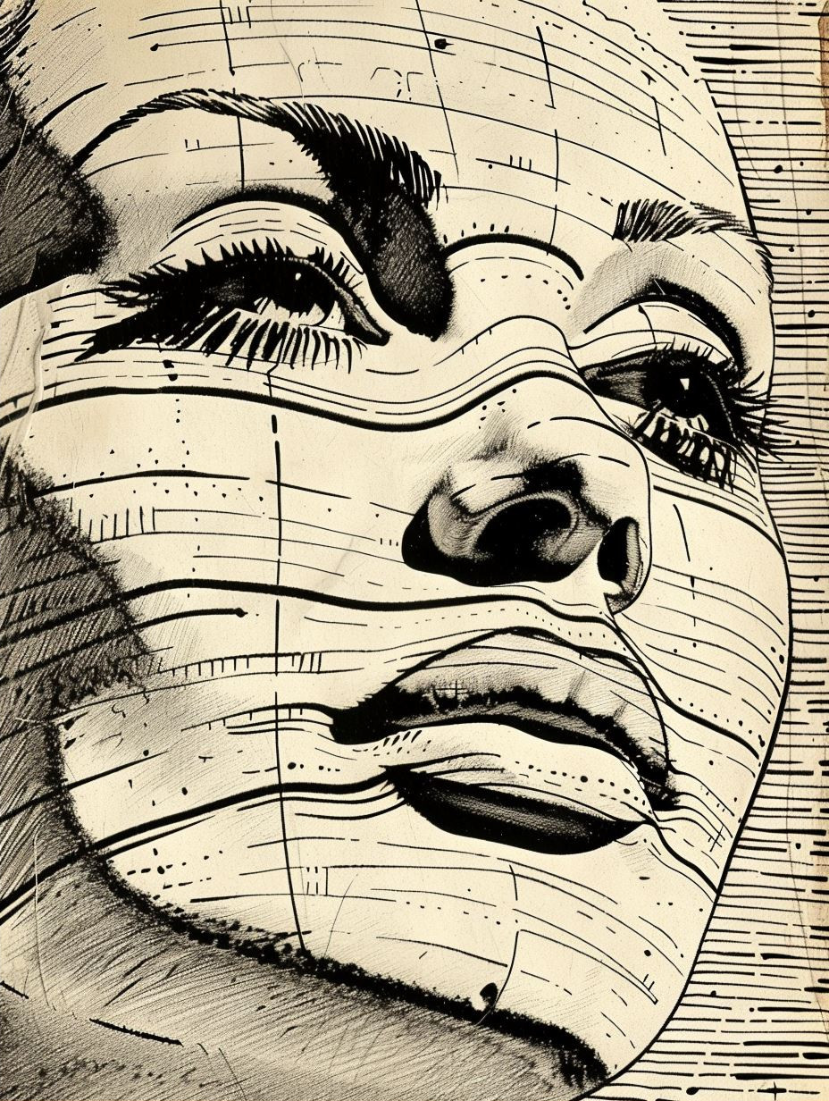 Bold Ink Hatching Portrait Study - Image 2
