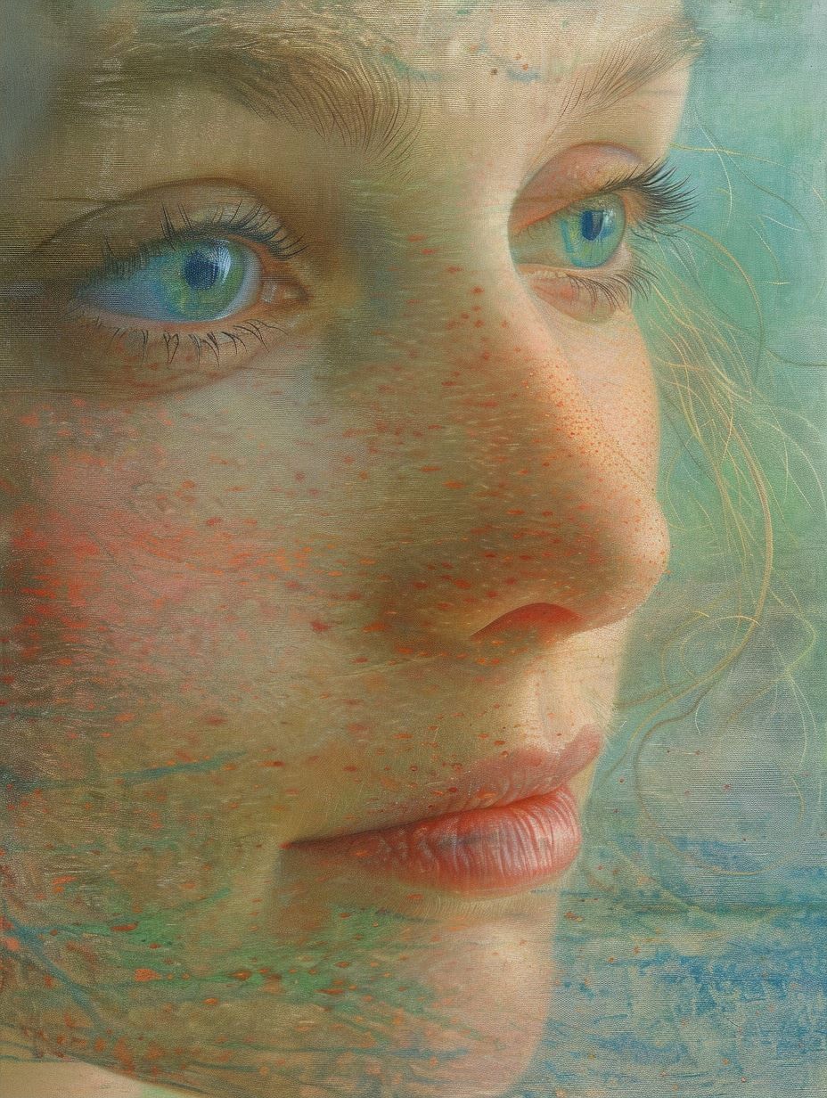 Ethereal Gaze Through Frosted Glass - Image 2