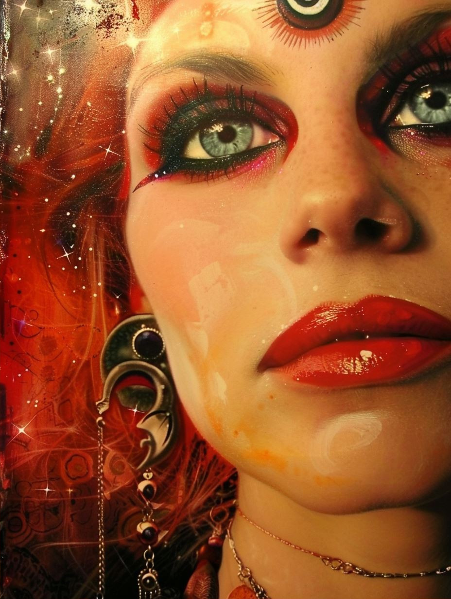 Ethereal Crimson Gaze Portrait - Image 2