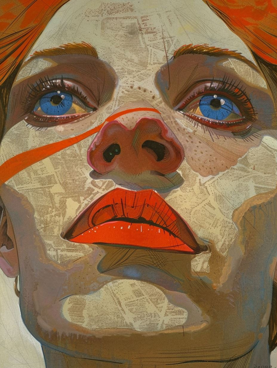 Abstract Crimson Portrait Studies - Image 1
