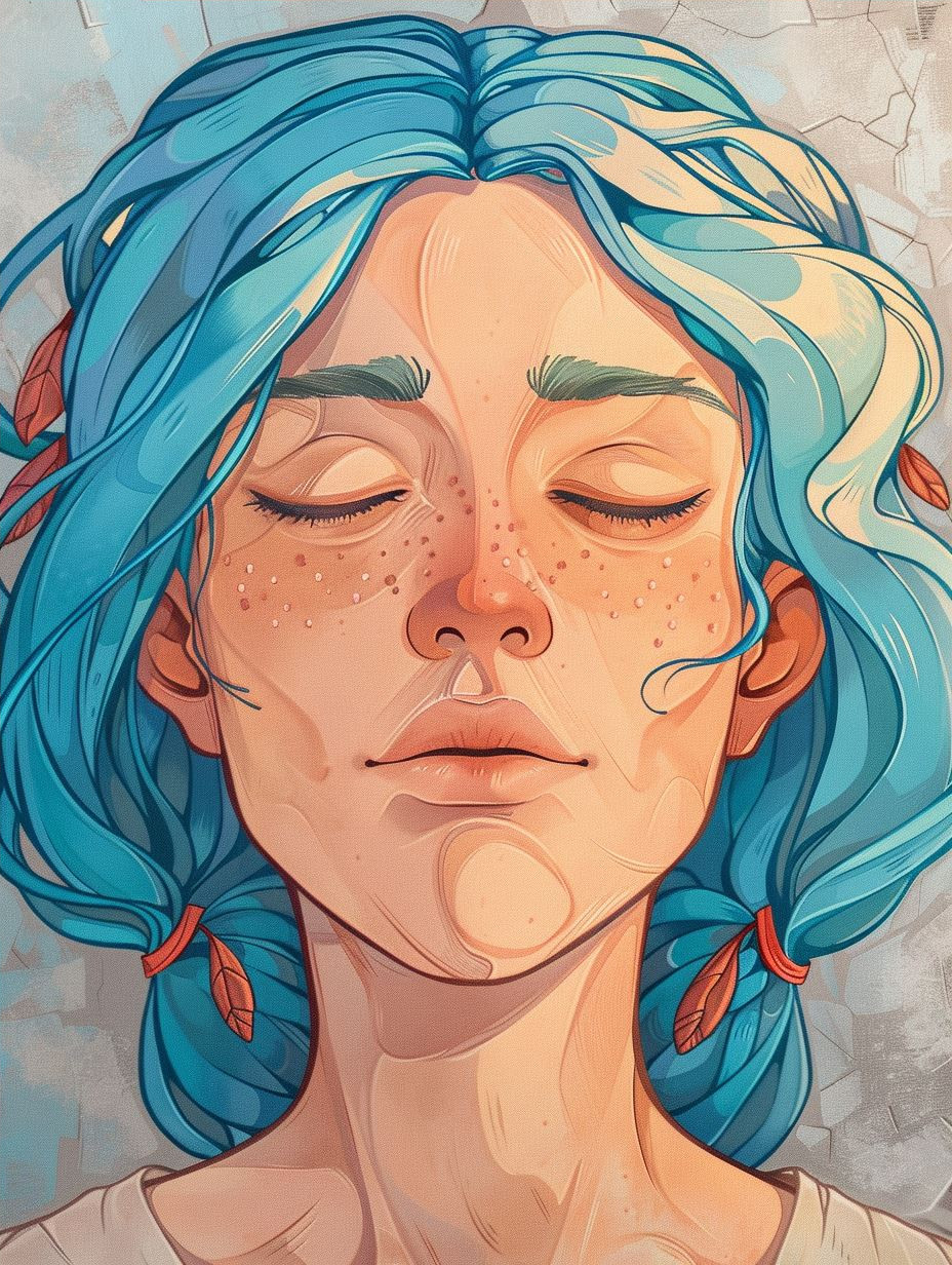 Azure Tresses and Sun-Kissed Freckles - Image 4