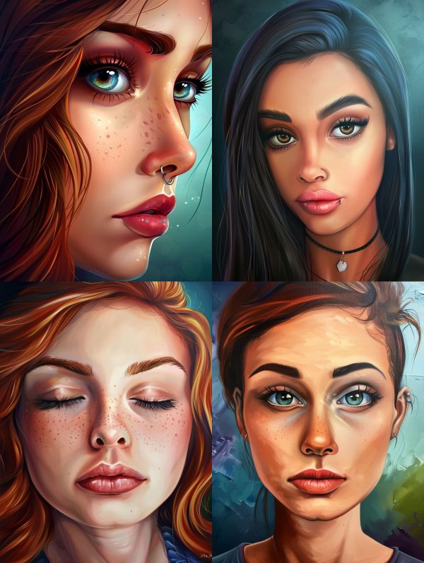 Diverse Digital Portraits of Beautiful Women