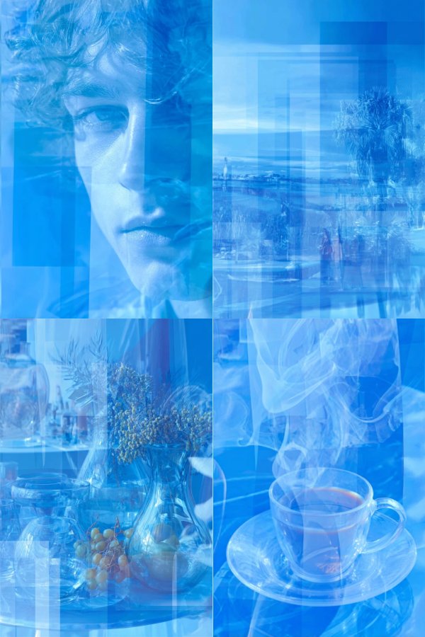 Azure Dreams: A Blue Collage