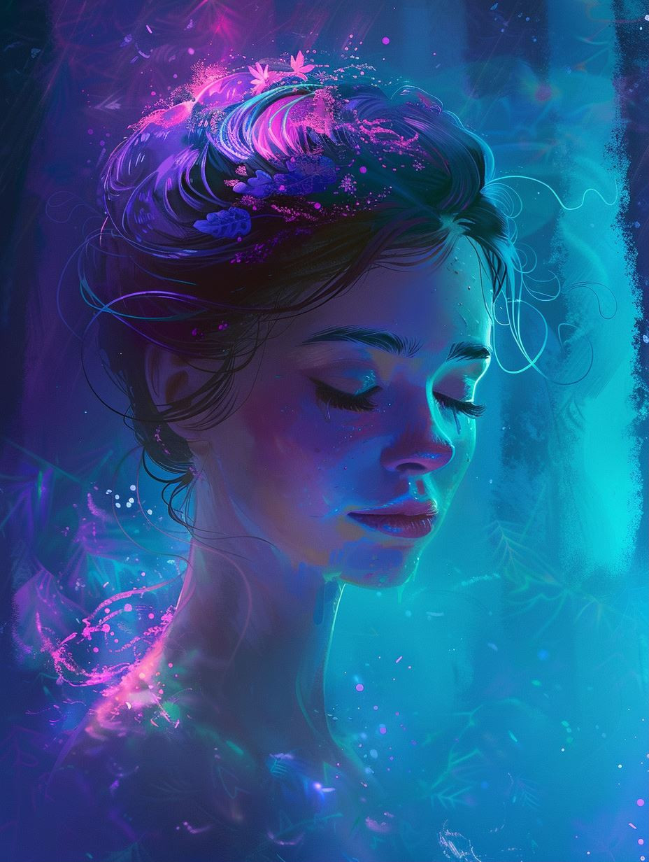 Celestial Dreams in Neon Hues - Image 1