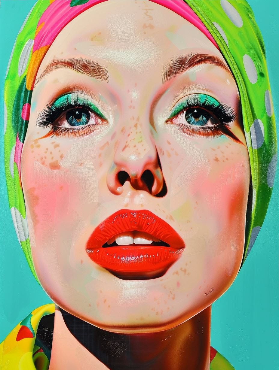 Neon Fragmented Portrait Art - Image 3