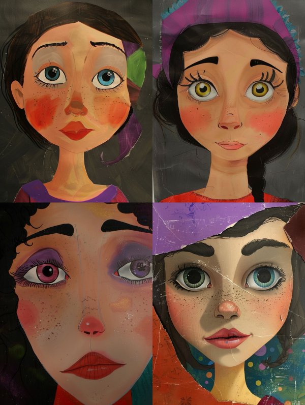 Whimsical Stylized Female Portraits