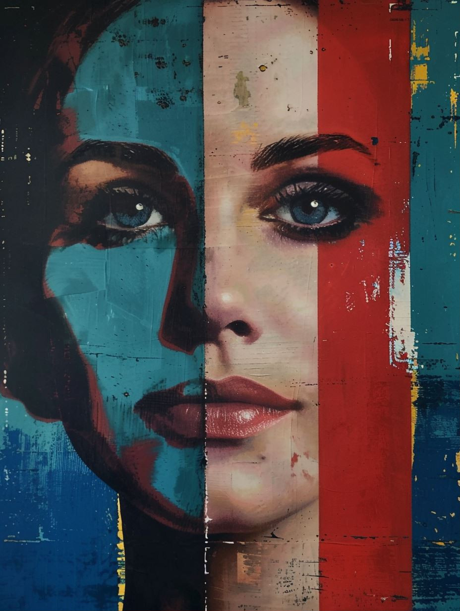 Fragmented Portraits in Primary Hues - Image 1