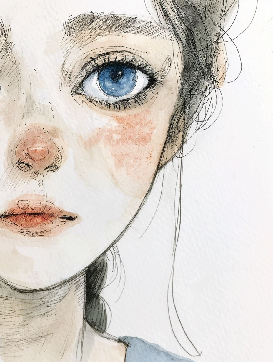 Ethereal Gaze Watercolor Portraits - Image 2