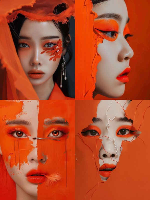 Vibrant Orange Avant Garde Portraits