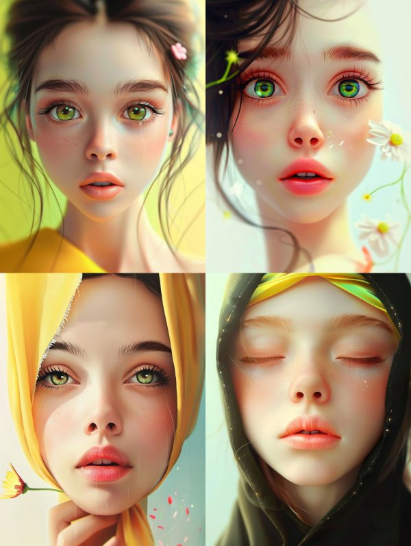 Ethereal Gazes: A Study in Digital Beauty