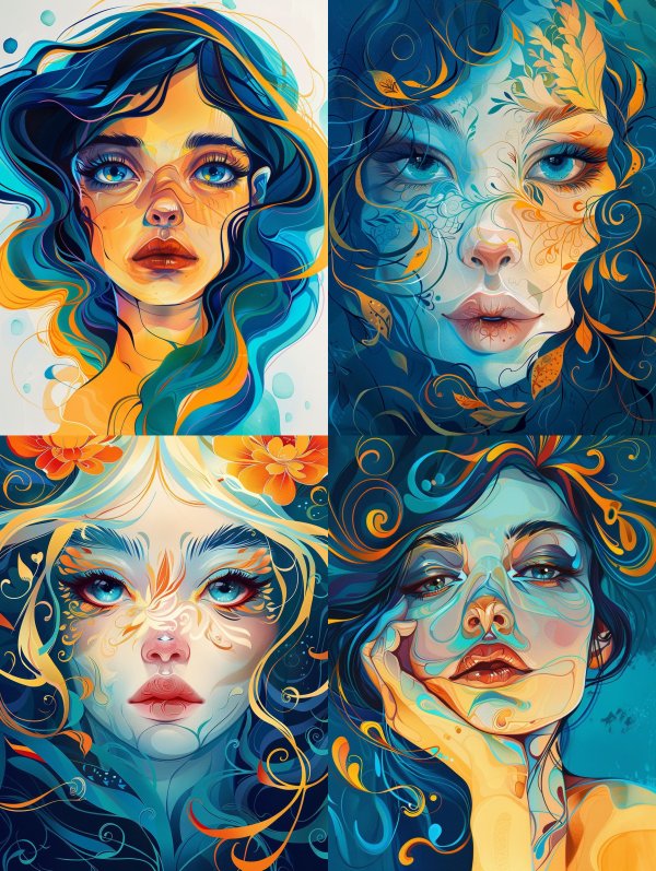 Azure Dreams: Surreal Female Portraits