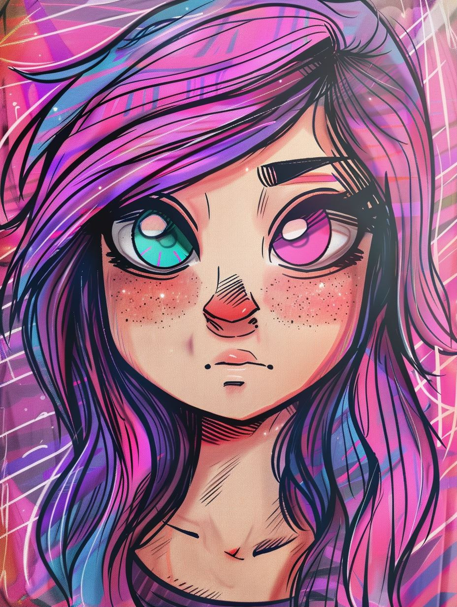 Neon Dreams: A Quad-Panel Portrait Study - Image 1