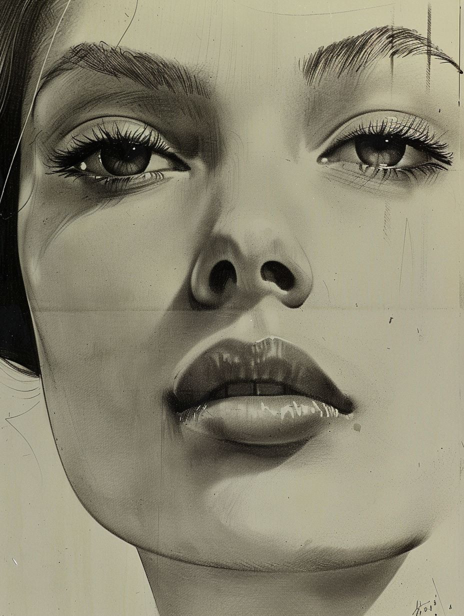 Gaze of Elegance: Charcoal Portrait Study - Image 1