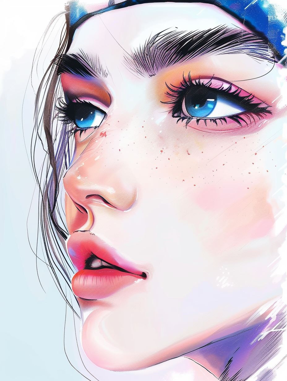 Ethereal Blue Pastel Portrait - Image 3