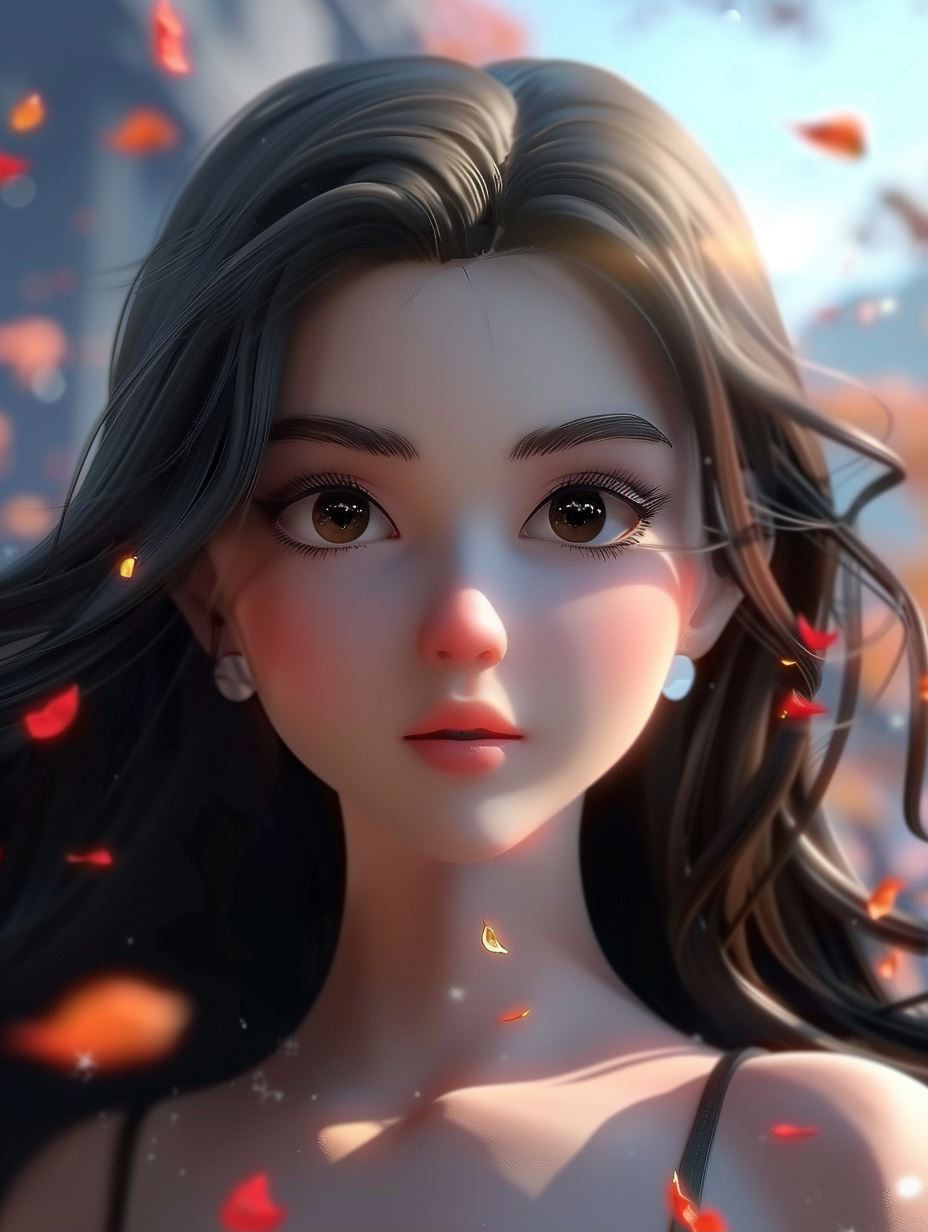 Ethereal Anime Portrait in Autumn - Image 1