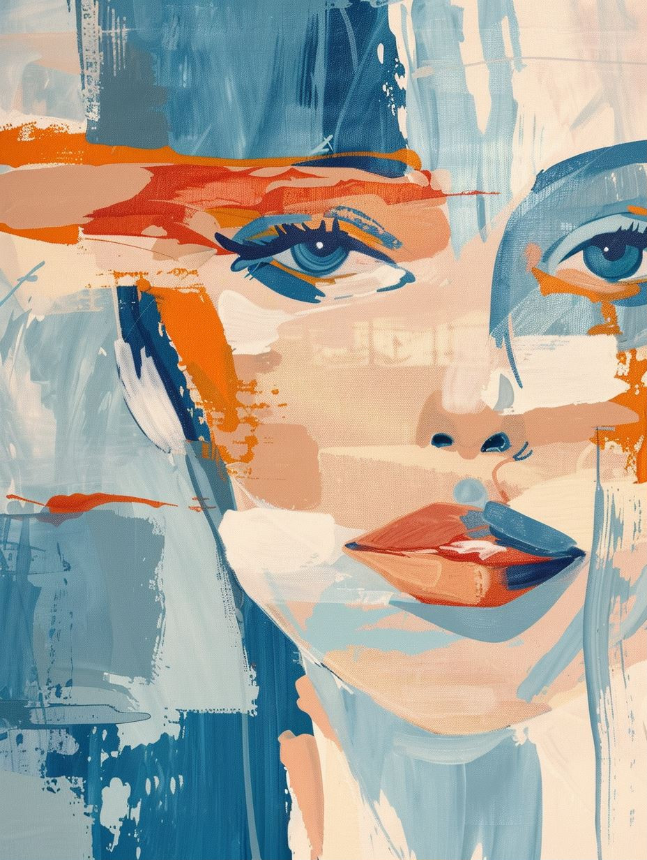 Azure Dreams: Abstract Female Portraits - Image 1
