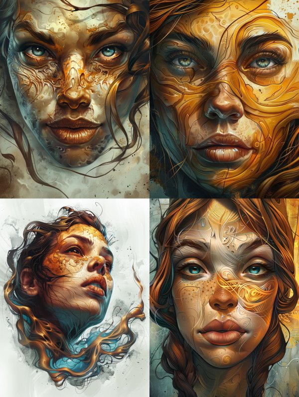 Ethereal Faces of Liquid Gold