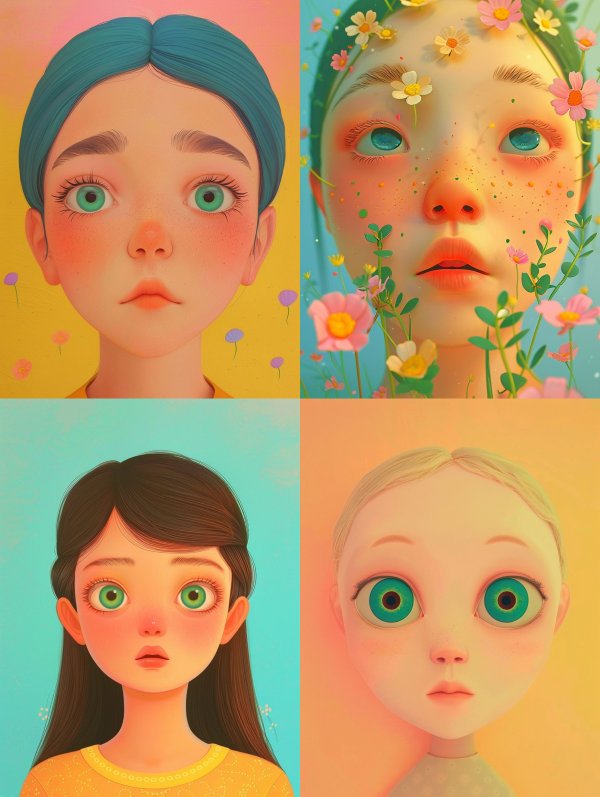 Whimsical Gazes: A Digital Portrait Study