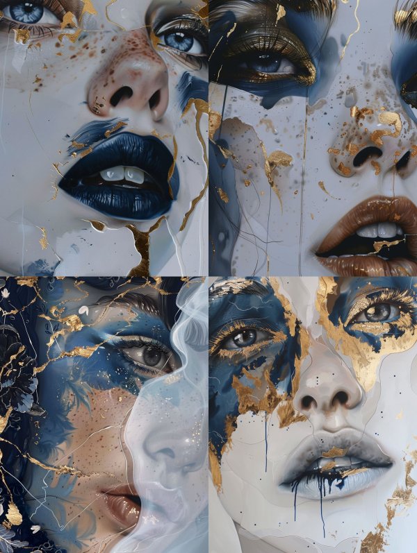Fragmented Gilded Ethereal Portraits