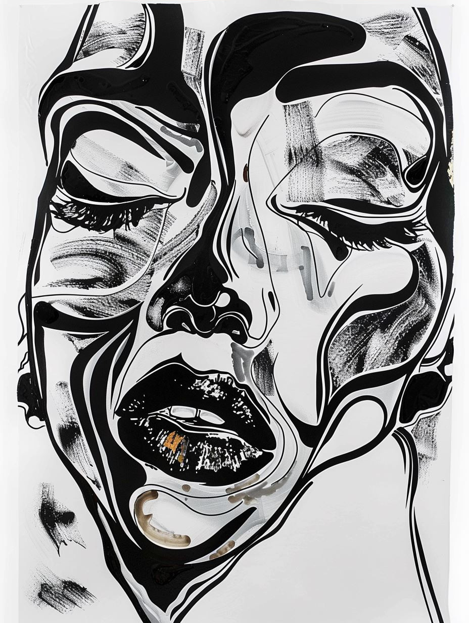 Abstract Monochromatic Fluid Portraits - Image 3