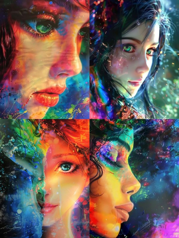 Prismatic Splash Portrait Art