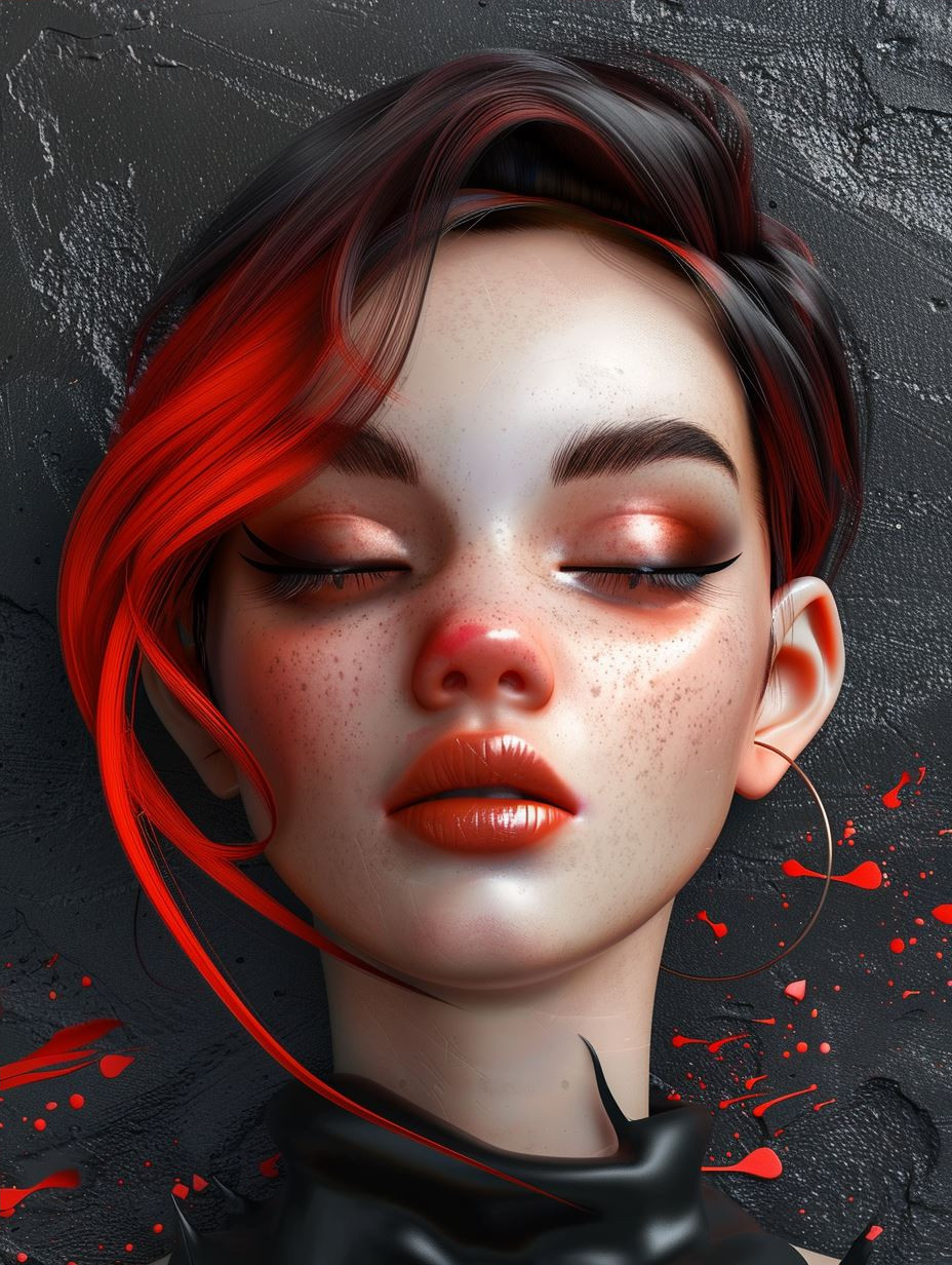 Crimson Glow Cyberpunk Portraits - Image 4