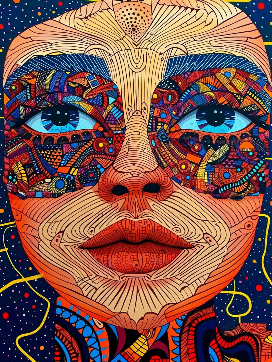 Neon Psychedelic Fragmented Portrait - Image 2