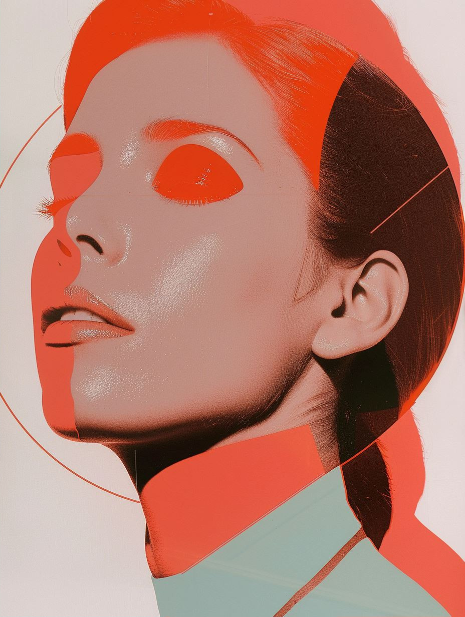 Crimson Fragmented Portrait Study - Image 2